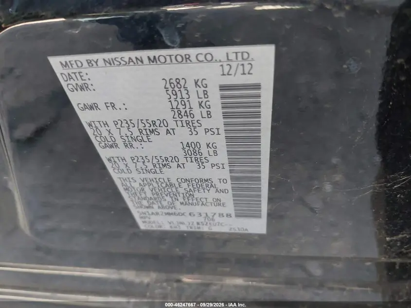 2013 NISSAN PATHFINDER PLATINUM