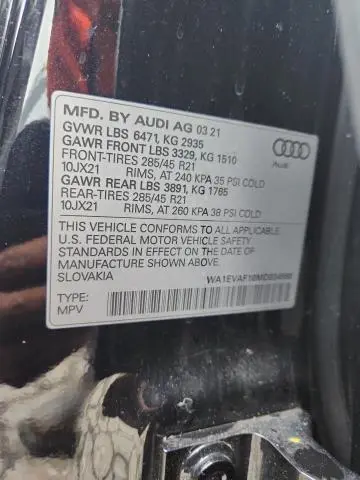 2021 AUDI Q8 PREMIUM PLUS S-LINE  