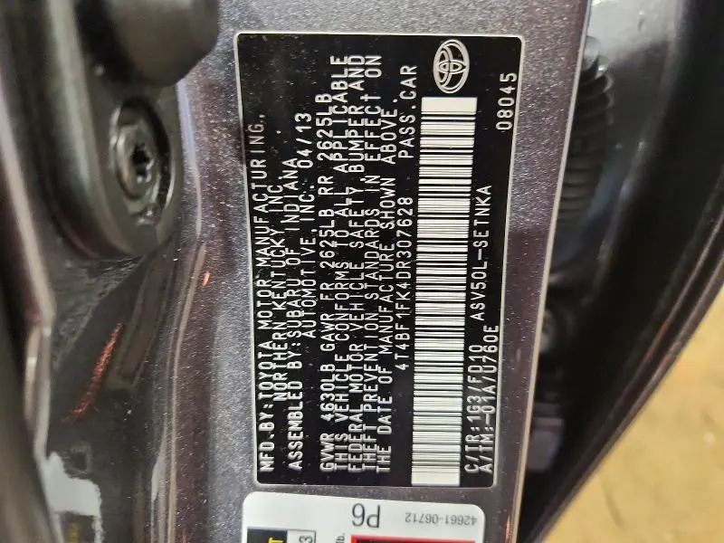 2013 TOYOTA CAMRY LE  