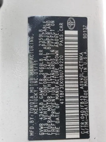 2011 TOYOTA CAMRY BASE  