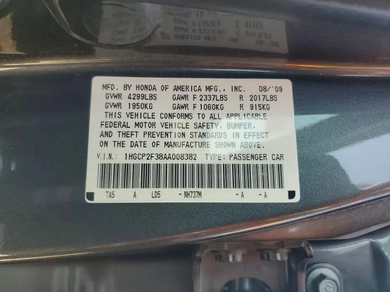 2010 HONDA ACCORD LX  