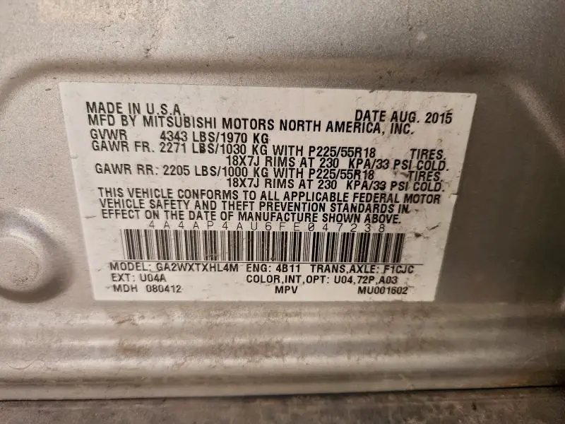 2015 MITSUBISHI OUTLANDER SPORT SE  