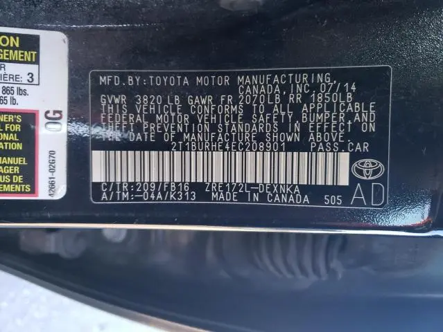 2014 TOYOTA COROLLA L  