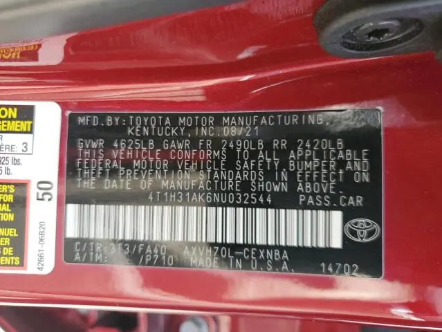 2022 TOYOTA CAMRY LE  