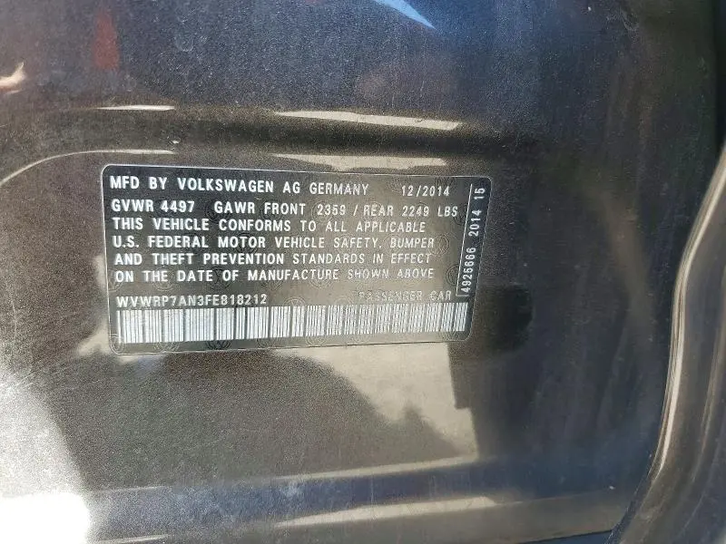 2015 VOLKSWAGEN CC EXECUTIVE  