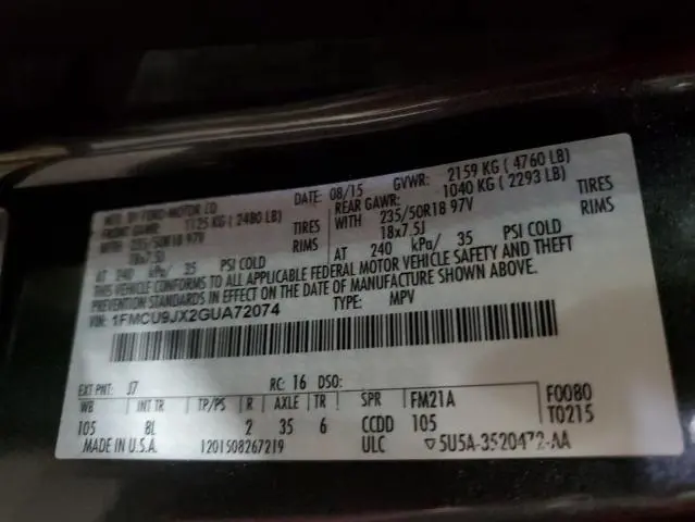 2016 FORD ESCAPE TITANIUM  