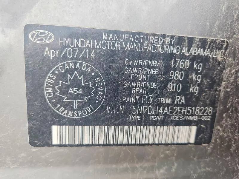 2014 HYUNDAI ELANTRA SE  