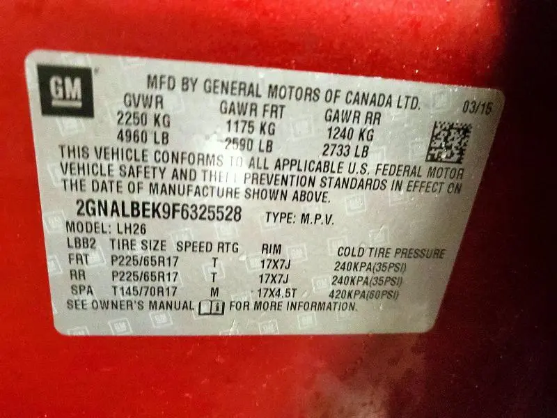 2015 CHEVROLET EQUINOX LT  