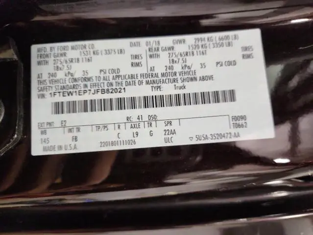 2018 FORD F150 SUPERCREW  