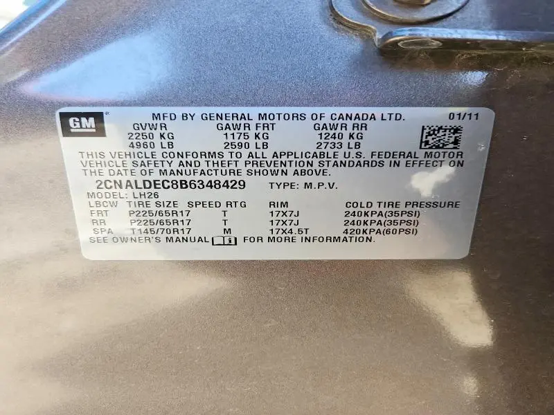 2011 CHEVROLET EQUINOX LT  