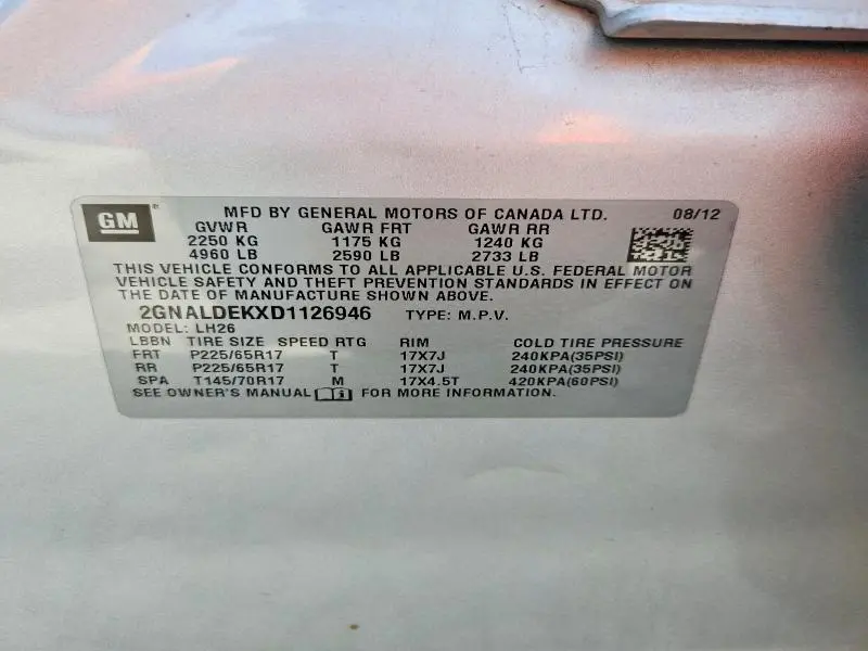 2013 CHEVROLET EQUINOX LT  