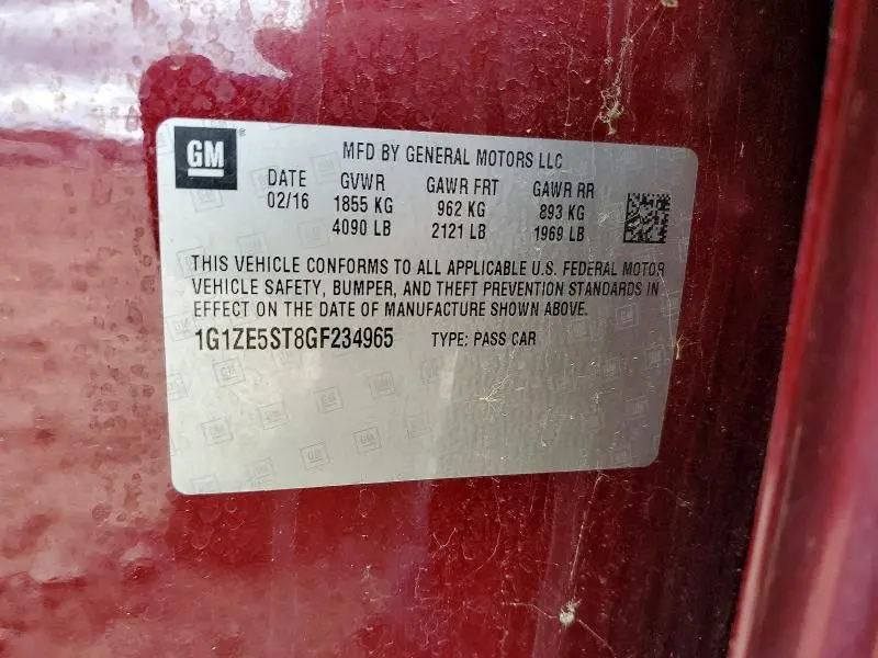 2016 CHEVROLET MALIBU LT  