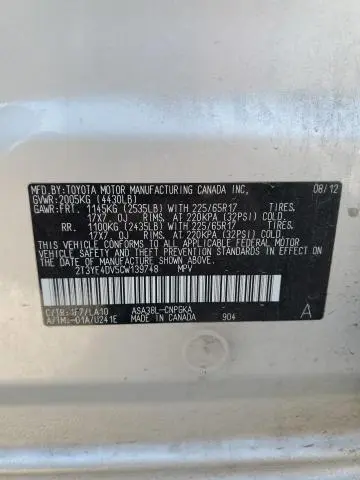 2012 TOYOTA RAV4 LIMITED