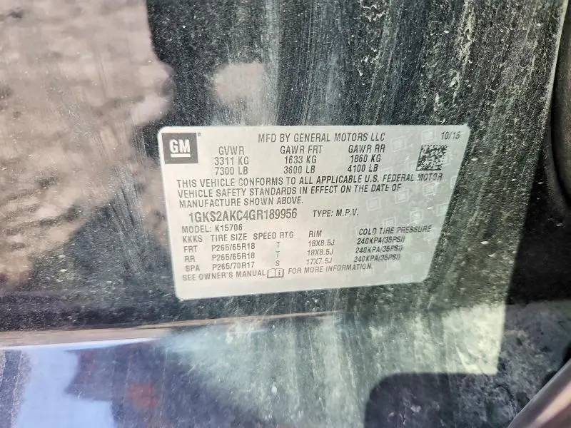 2016 GMC YUKON SLE  