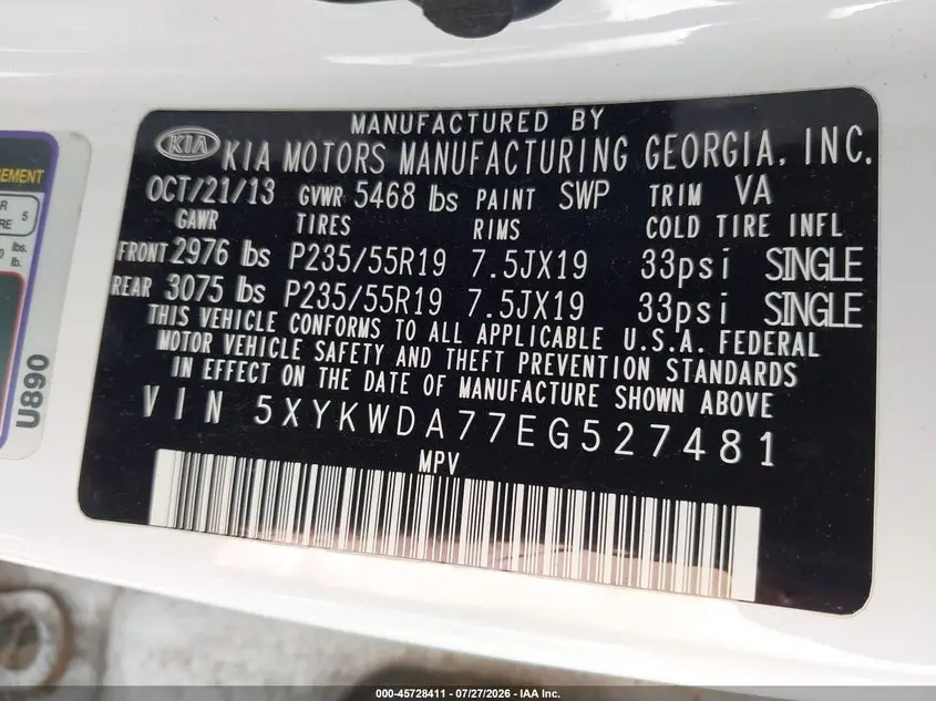 2014 KIA SORENTO SX V6