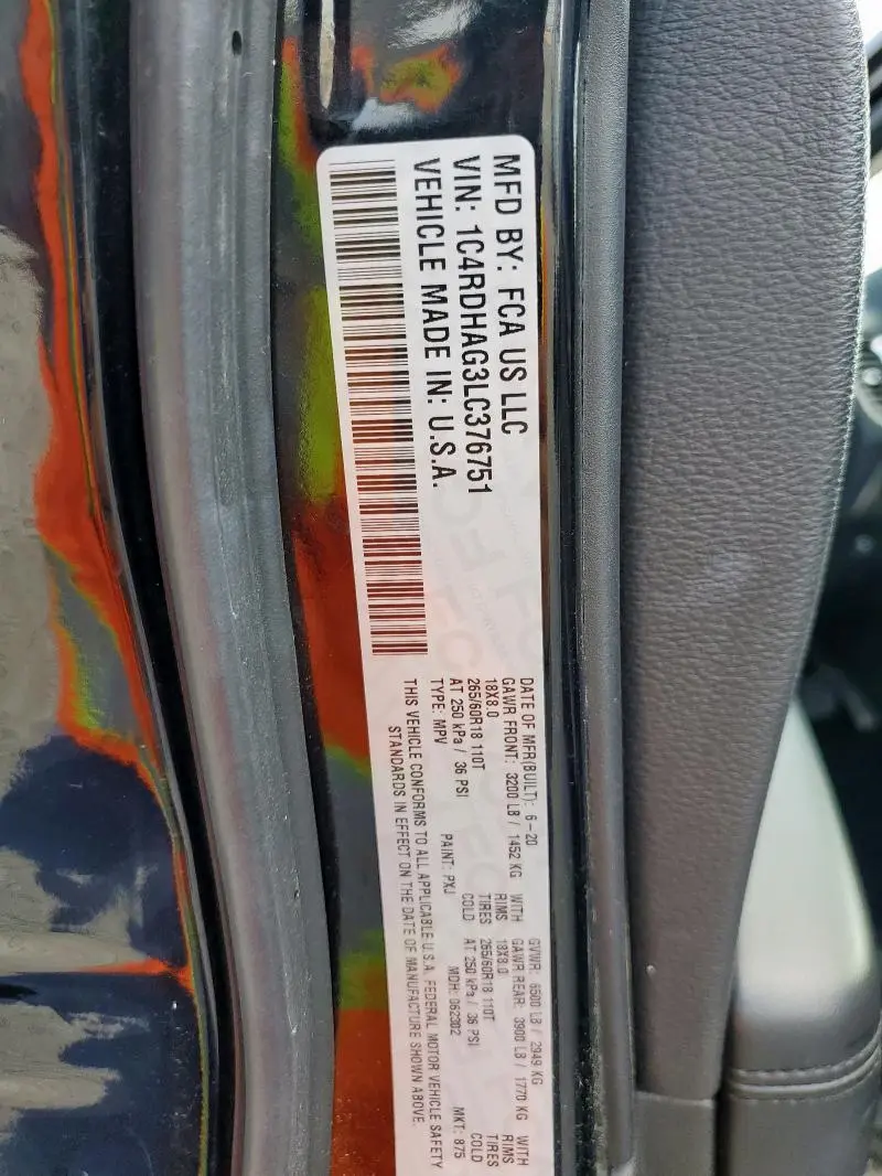 2020 DODGE DURANGO SXT  