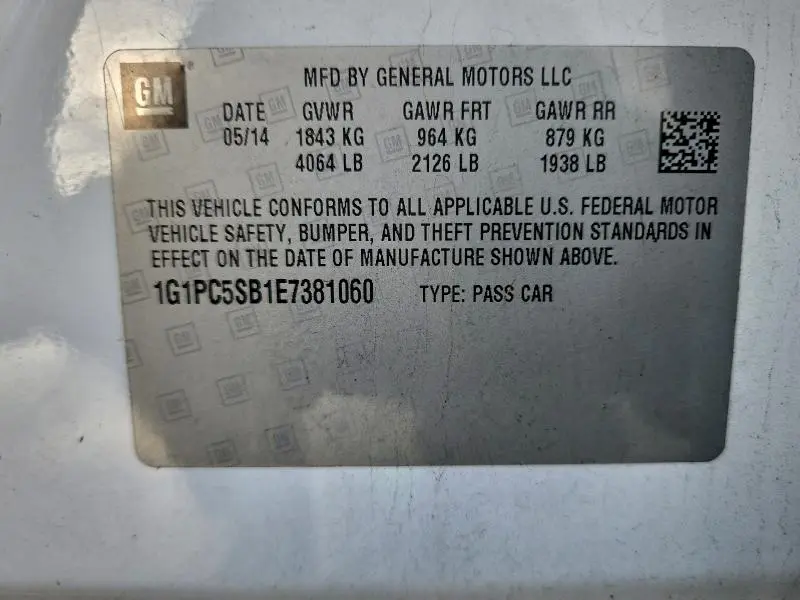 2014 CHEVROLET CRUZE LT  