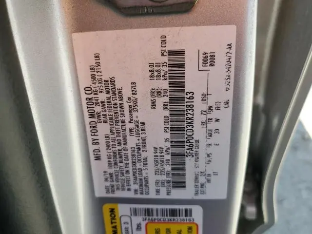 2019 FORD FUSION SEL  