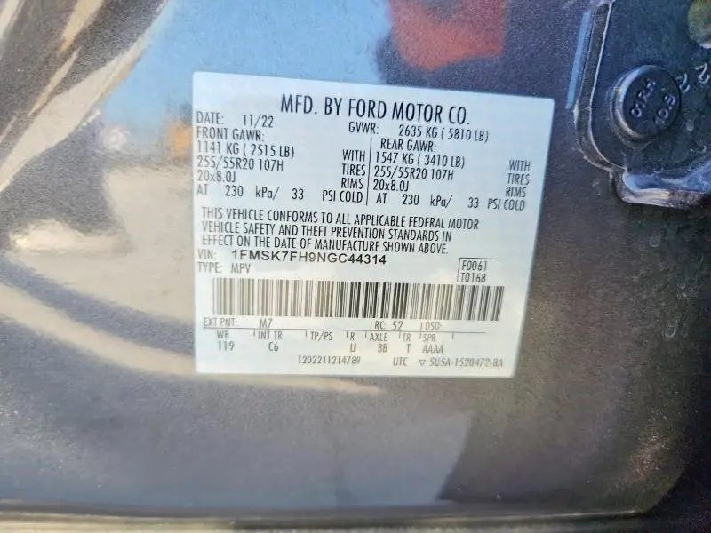 2022 FORD EXPLORER LIMITED  