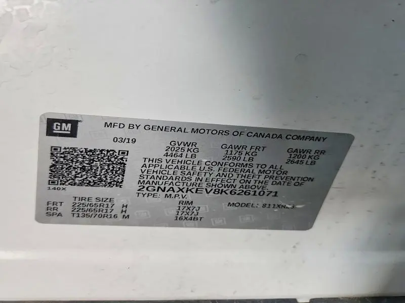 2019 CHEVROLET EQUINOX LT  