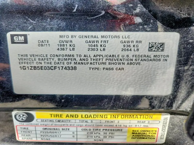 2012 CHEVROLET MALIBU LS  