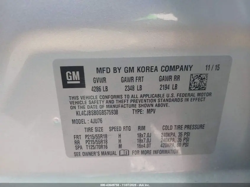 2016 BUICK ENCORE CONVENIENCE