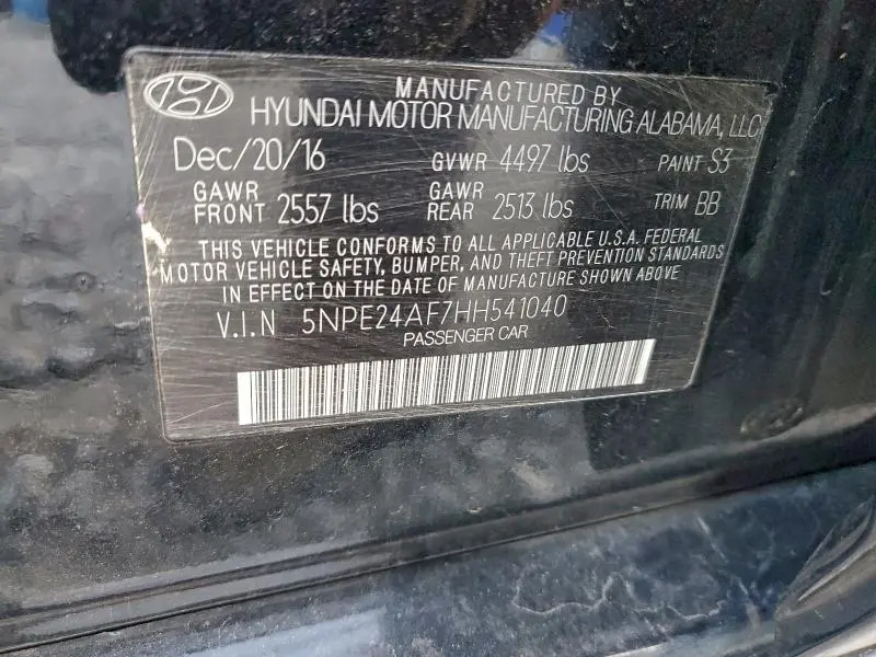 2017 HYUNDAI SONATA SE  