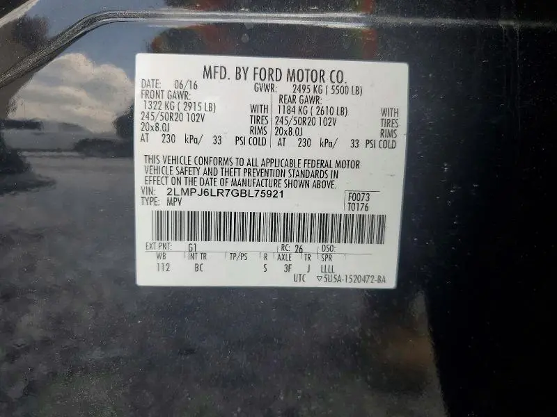 2016 LINCOLN MKX RESERVE  