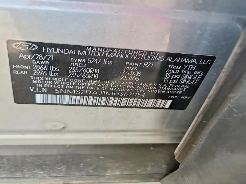 2021 HYUNDAI SANTA FE SEL  