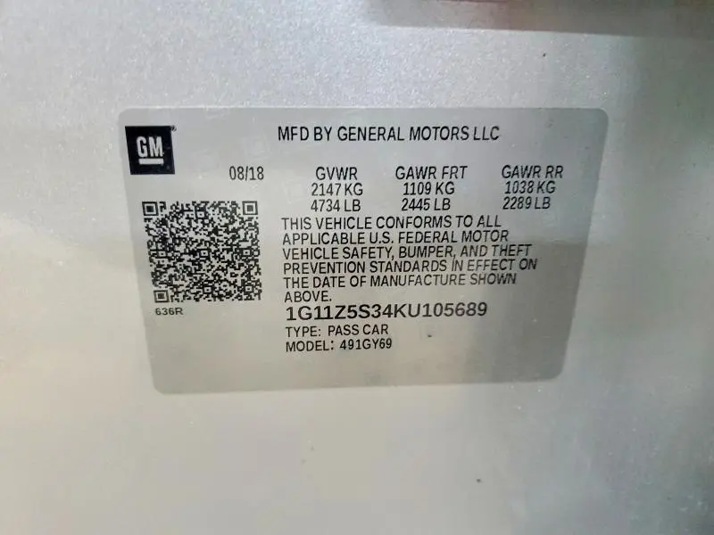 2019 CHEVROLET IMPALA LT  