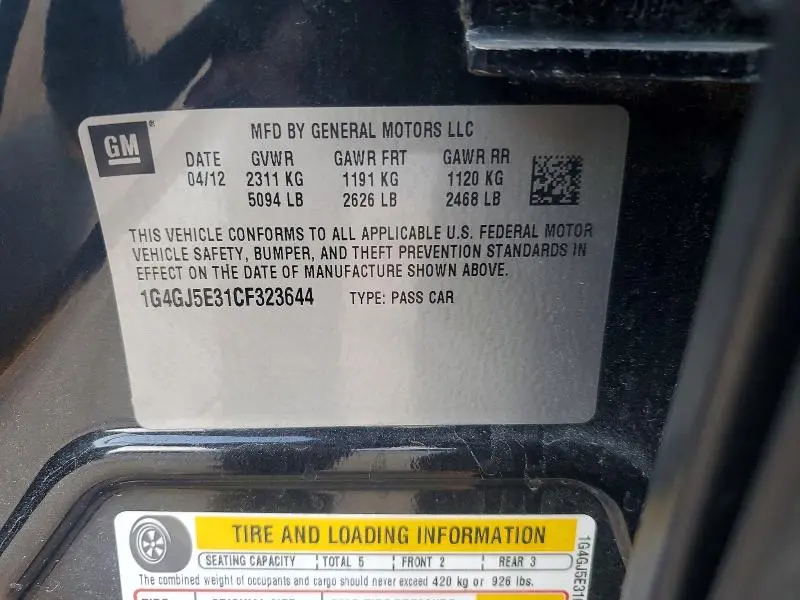 2012 BUICK LACROSSE TOURING  