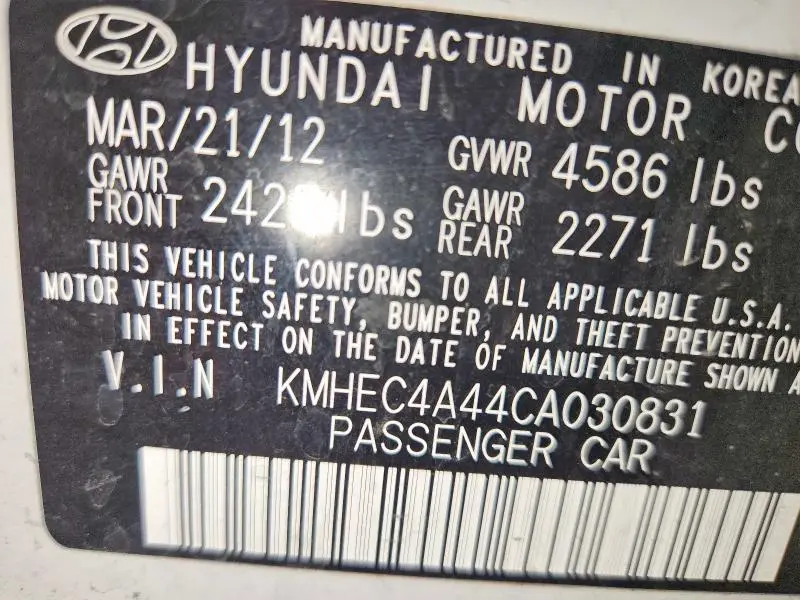 2012 HYUNDAI SONATA HYBRID  
