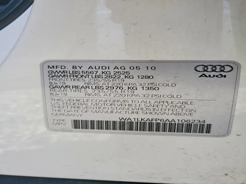 2010 AUDI Q5 PREMIUM PLUS  