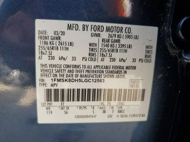 2020 FORD EXPLORER XLT  