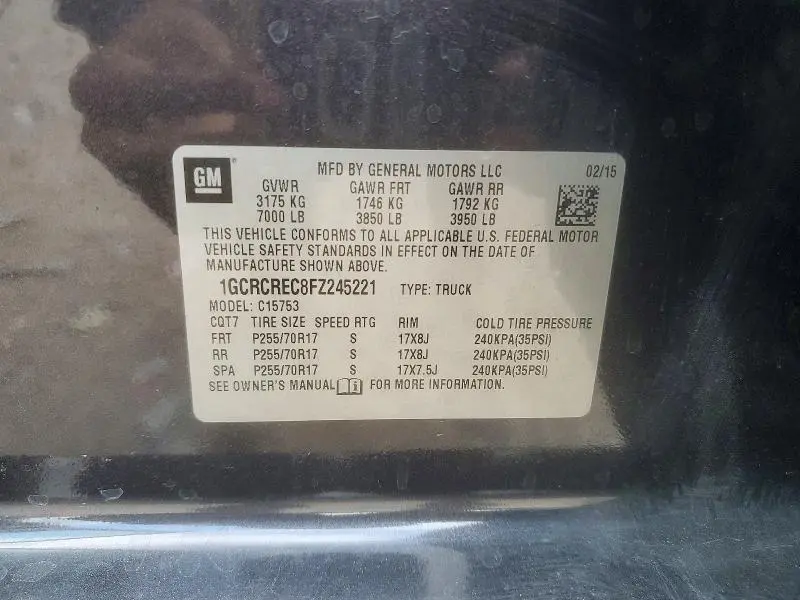 2015 CHEVROLET SILVERADO C1500 LT  