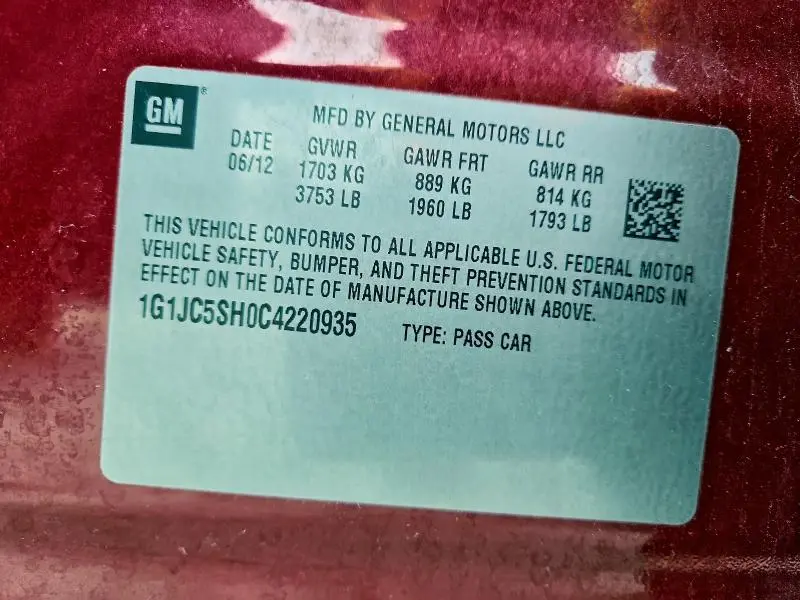 2012 CHEVROLET SONIC LT  