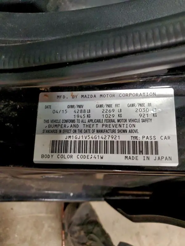 2016 MAZDA 6 TOURING  