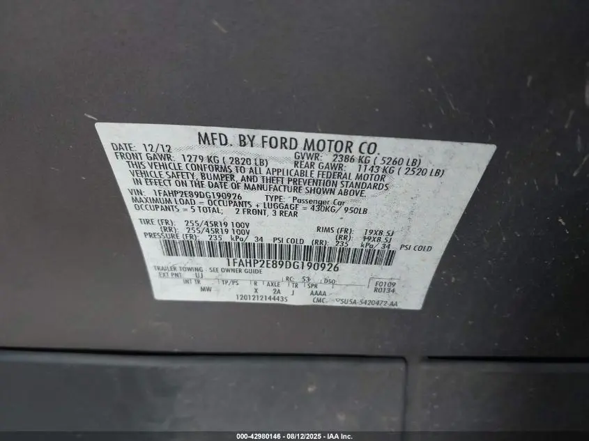 2013 FORD TAURUS SEL