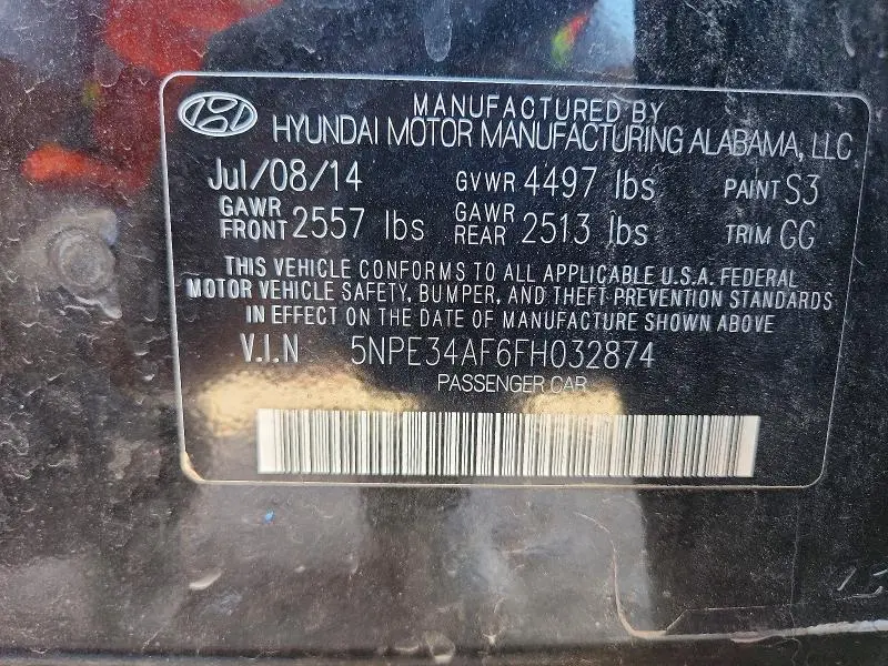 2015 HYUNDAI SONATA LIMITED  