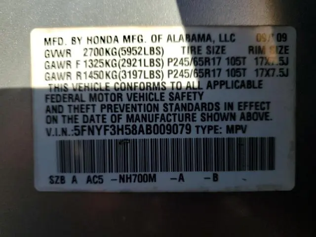 2010 HONDA PILOT EXL  