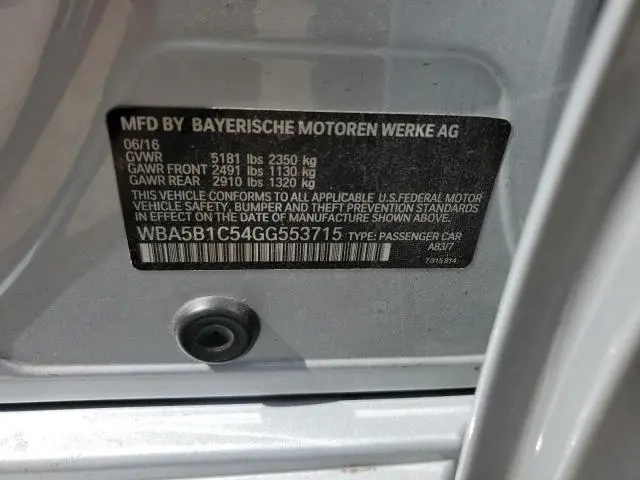 2016 BMW 535 I