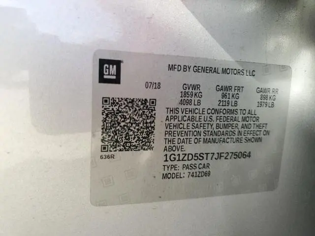 2018 CHEVROLET MALIBU LT  