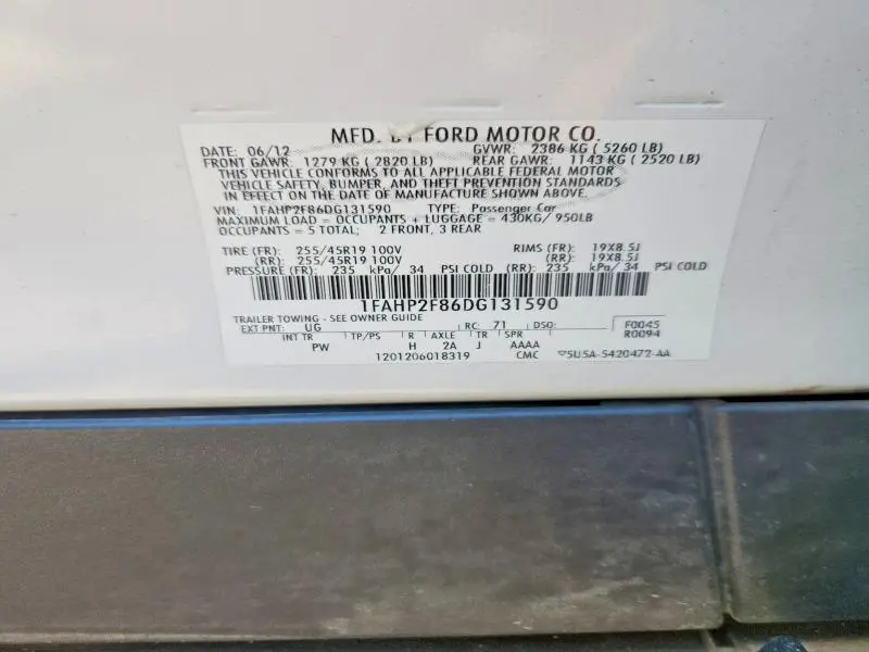 2013 FORD TAURUS LIMITED  