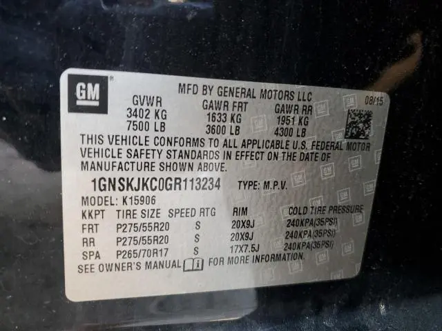 2016 CHEVROLET SUBURBAN K1500 LTZ  