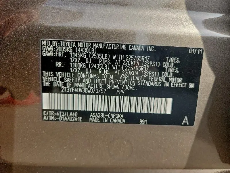 2011 TOYOTA RAV4 LIMITED  