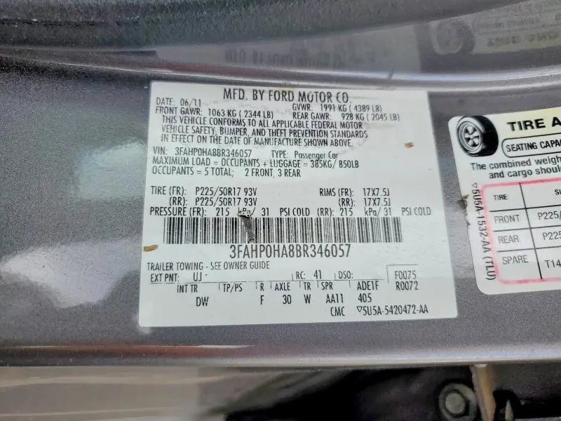 2011 FORD FUSION SE  