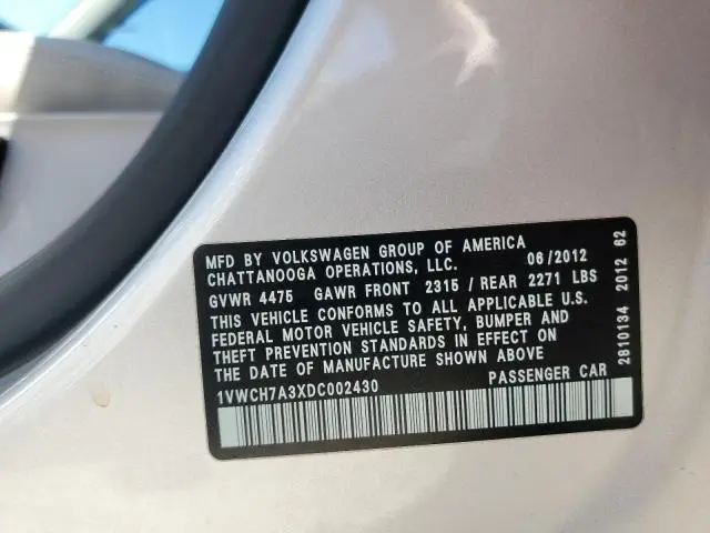 2013 VOLKSWAGEN PASSAT SEL