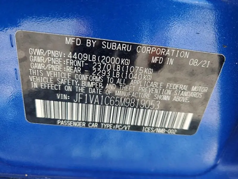 2021 SUBARU WRX PREMIUM  
