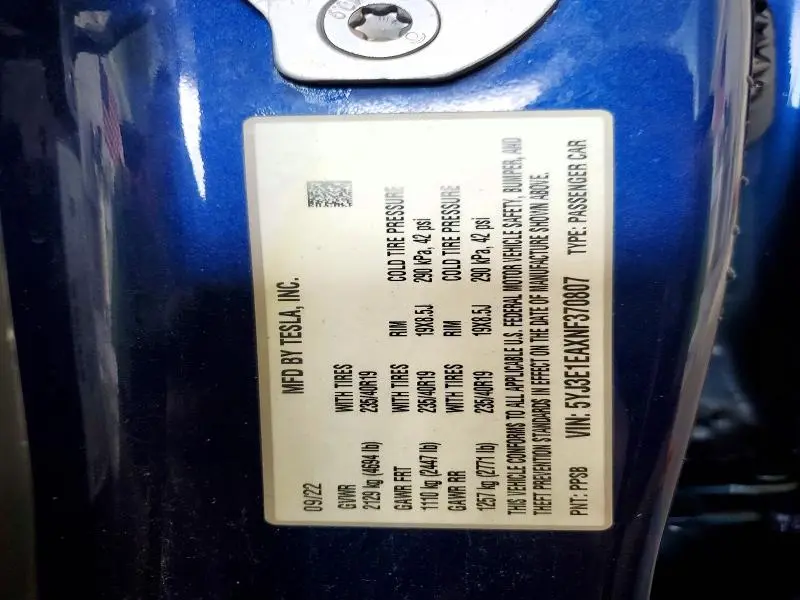 2022 TESLA MODEL 3   