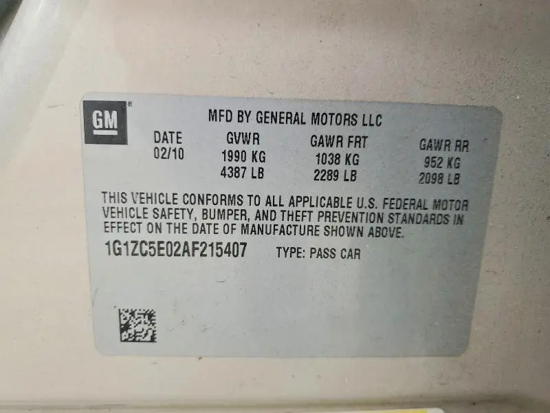 2010 CHEVROLET MALIBU 1LT  